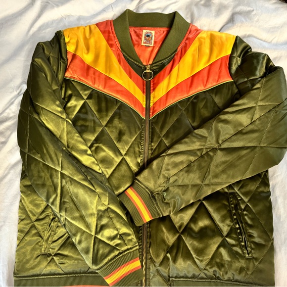 Classic Rock Couture Rising Sun Bomber Jacket Olive Green retro boho xl used - Picture 8 of 13